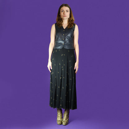 Vintage 1970s Jean Muir Rayon Shooting Star Crepe Skirt