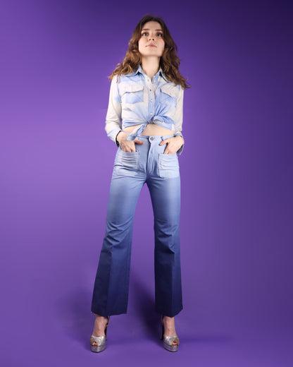 Vintage 1970s Ombré Lightweight Cotton Flares