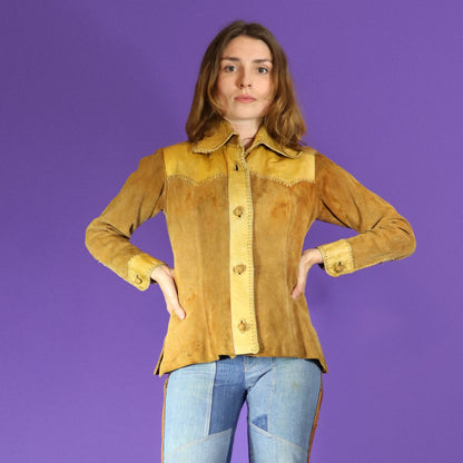 Vintage 1970s Mexican Whipstitch Suede Jacket