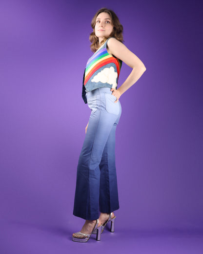 Vintage 1970s Ombré Lightweight Cotton Flares