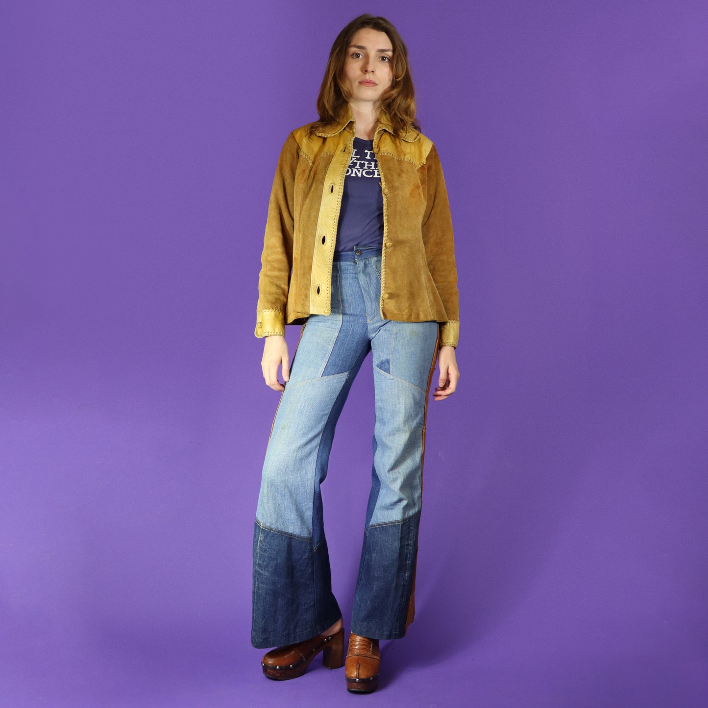 Vintage 1970s Mexican Whipstitch Suede Jacket