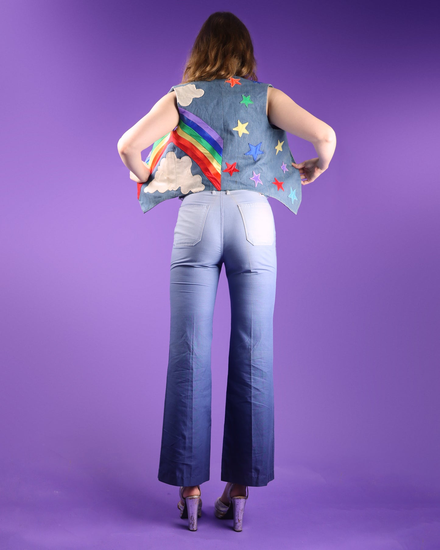 Vintage 1970s Ombré Lightweight Cotton Flares