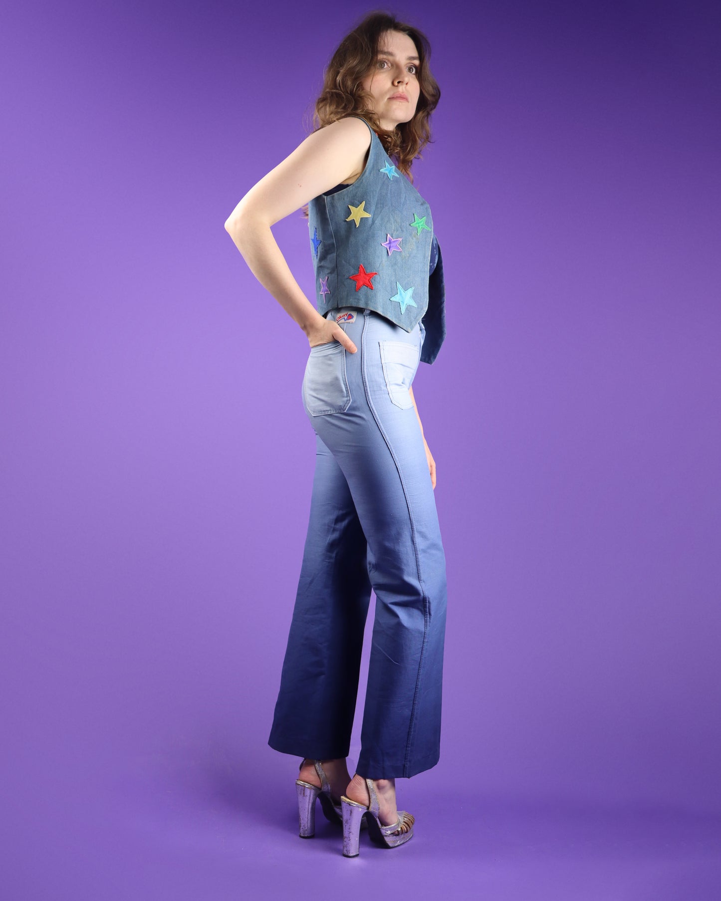 Vintage 1970s Ombré Lightweight Cotton Flares