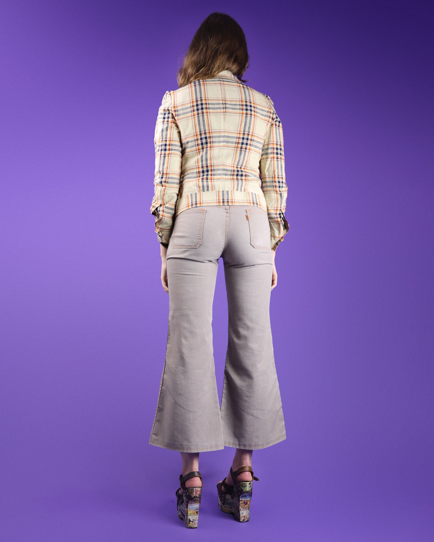 Vintage 1970s Glam Plaid Moto Jacket