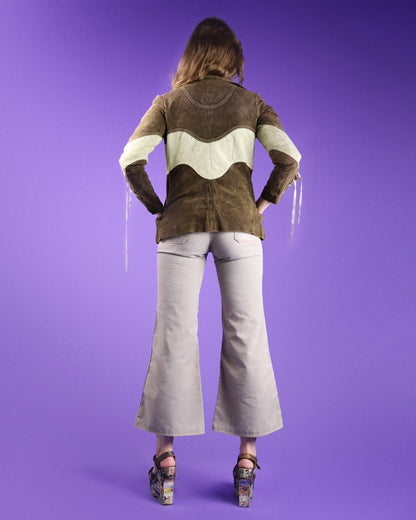 Vintage 1970s Roncelli Two Tone Suede Lace Up Sleeve Jacket