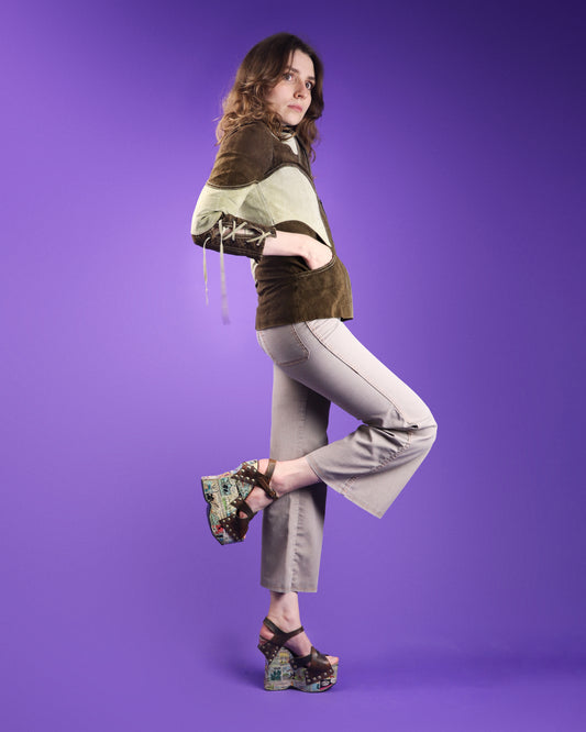 Vintage 1970s Levi's Orange Tab Washed Brown Cotton Flares