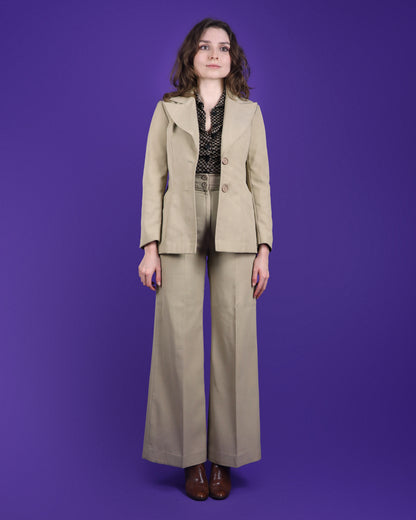 Vintage 1970s Beige Trouser Suit