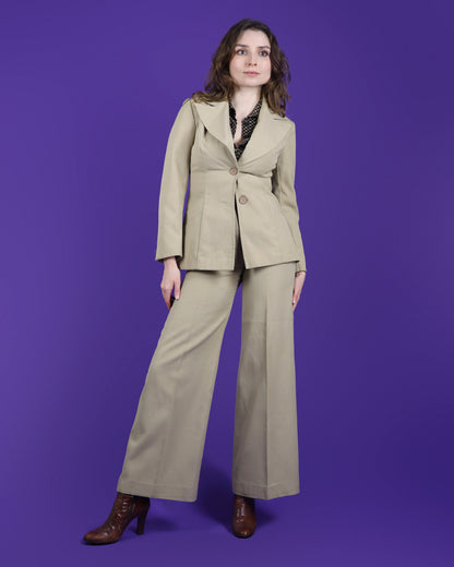 Vintage 1970s Beige Trouser Suit