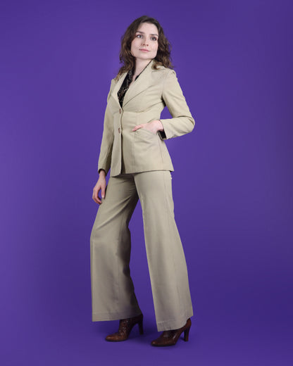 Vintage 1970s Beige Trouser Suit