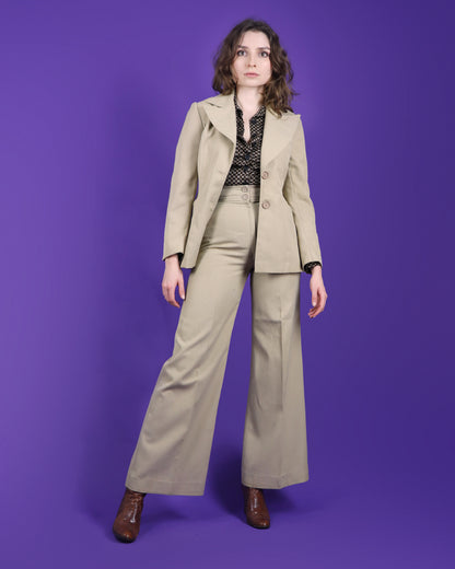 Vintage 1970s Beige Trouser Suit
