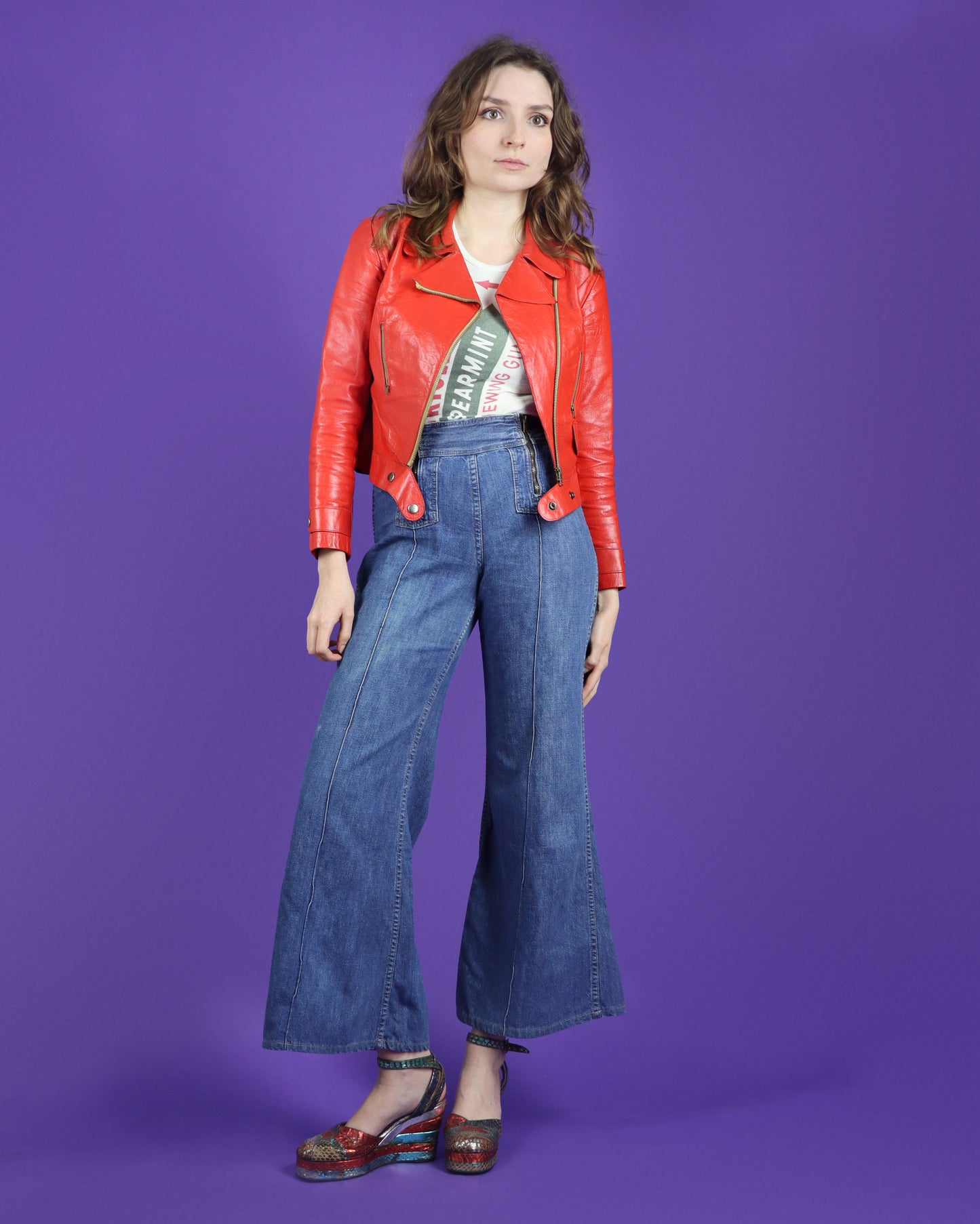 Vintage 1960s Red Leather Biker Jacket