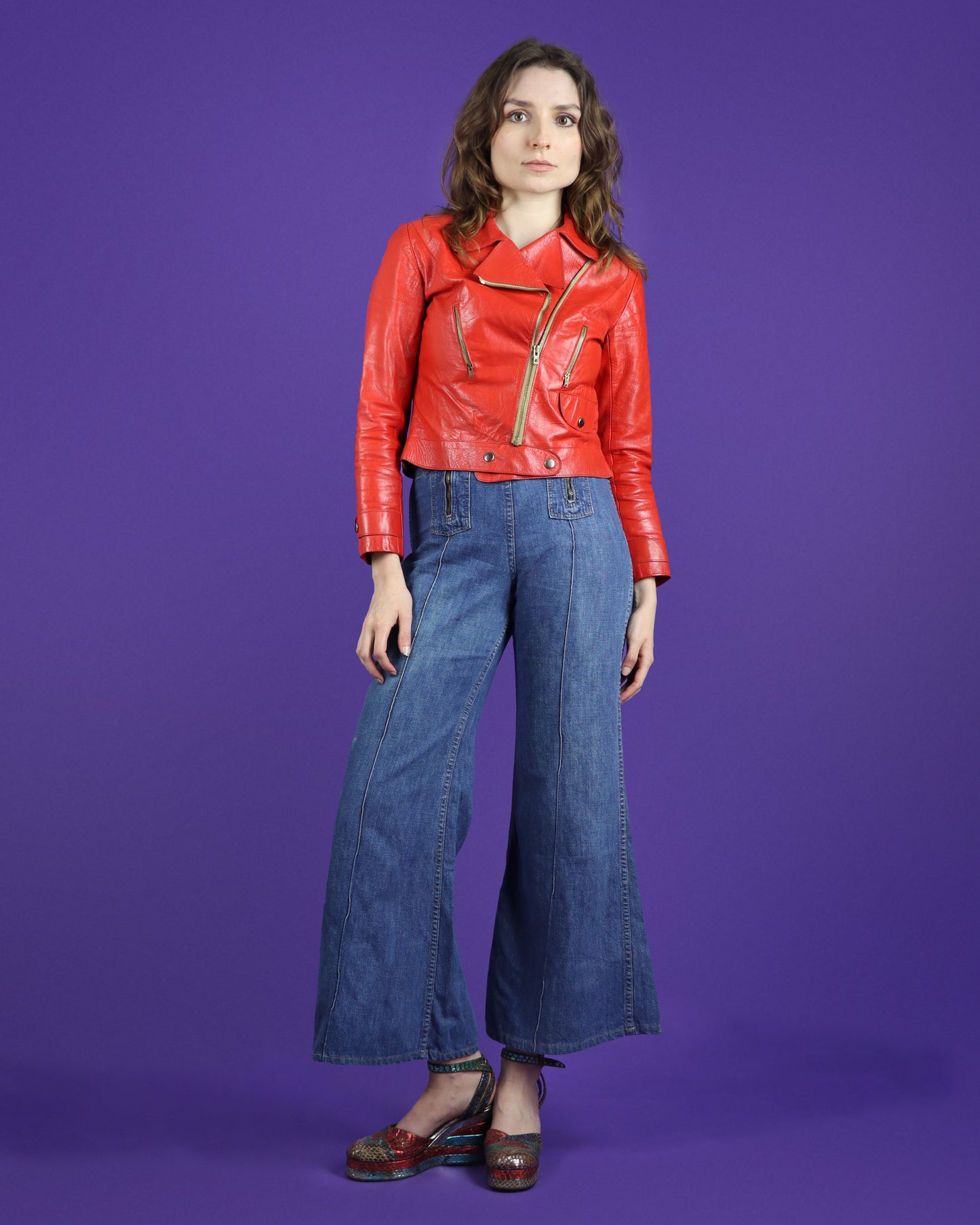 Vintage 1960s Red Leather Biker Jacket