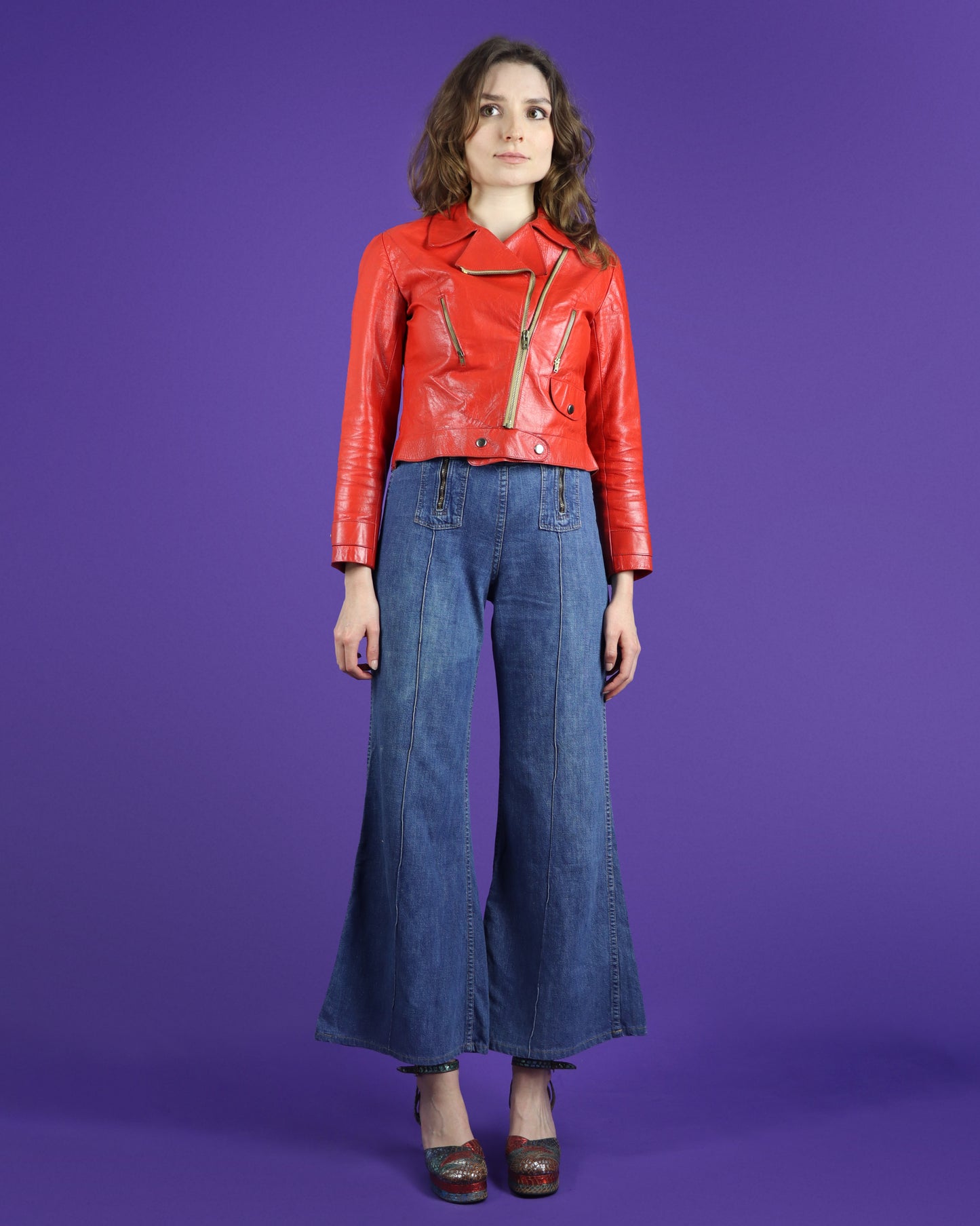 Vintage 1960s Red Leather Biker Jacket