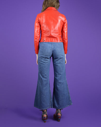 Vintage 1970s Maverick Double Zipper Denim Flares