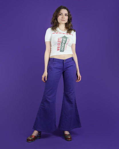 Vintage 1970s Low Rise Purple Denim Flares