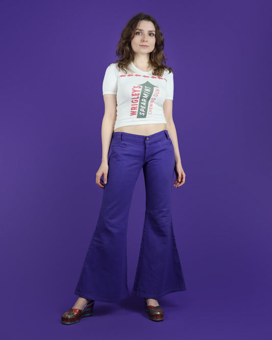 Vintage 1970s Low Rise Purple Denim Flares