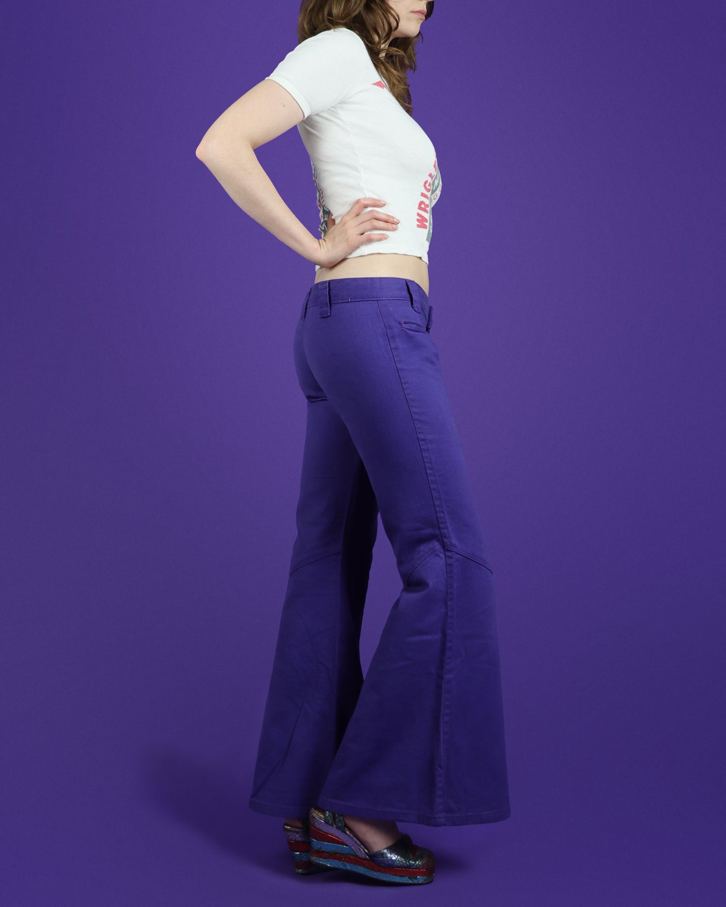 Vintage 1970s Low Rise Purple Denim Flares