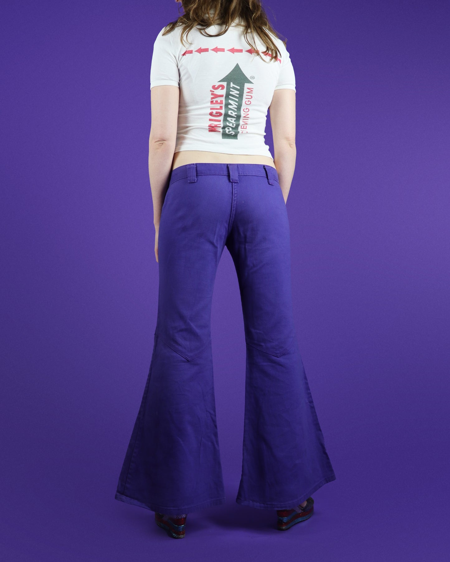 Vintage 1970s Low Rise Purple Denim Flares
