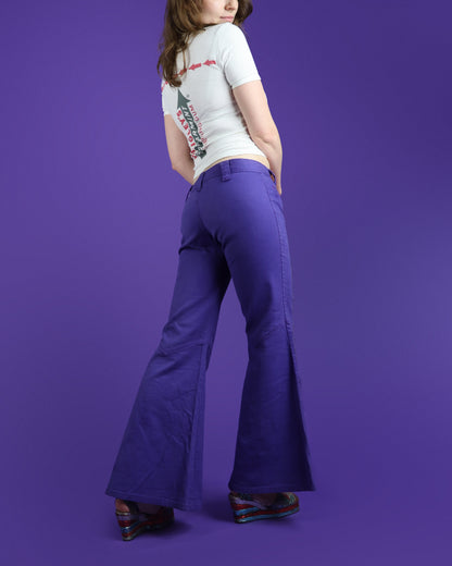 Vintage 1970s Low Rise Purple Denim Flares