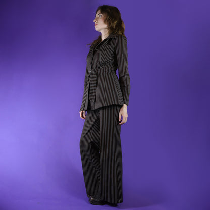 Vintage 1970s Brown Pinstripe Pantsuit Leisure Suit