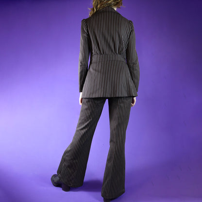 Vintage 1970s Brown Pinstripe Pantsuit Leisure Suit