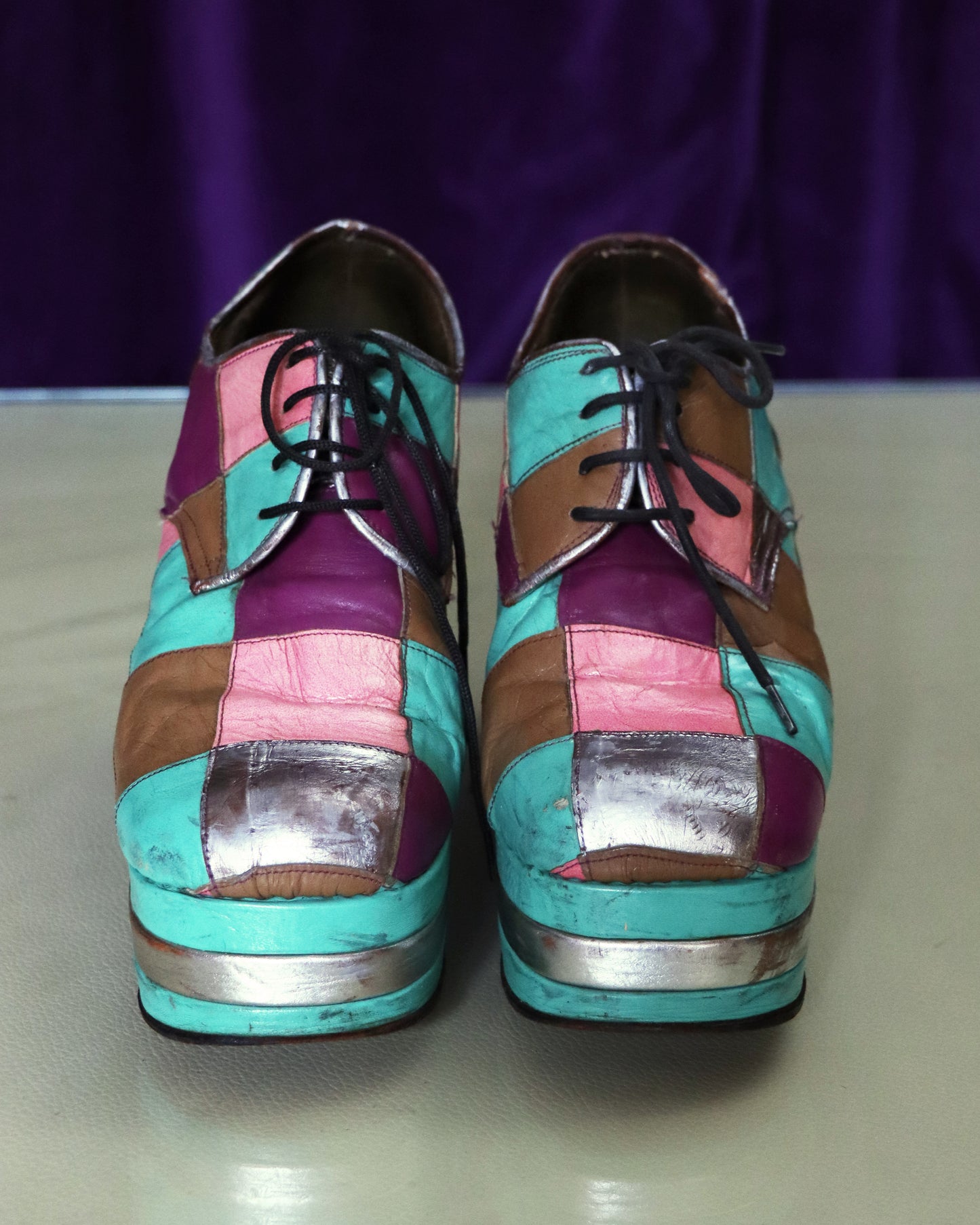 RARE Vintage 1970s Patchwork Platform Shoes Stacks