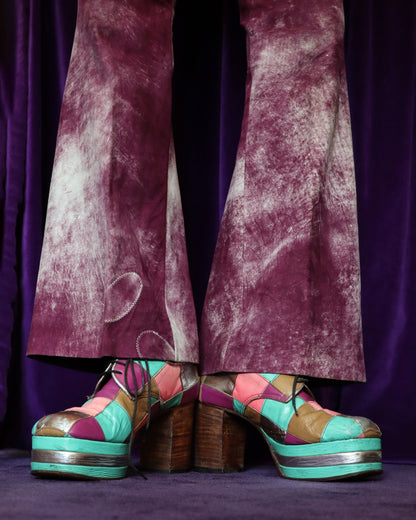 RARE Vintage 1970s Patchwork Platform Shoes Stacks