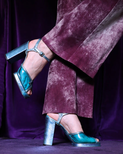 Vintage 1970s Blue Disco Heels