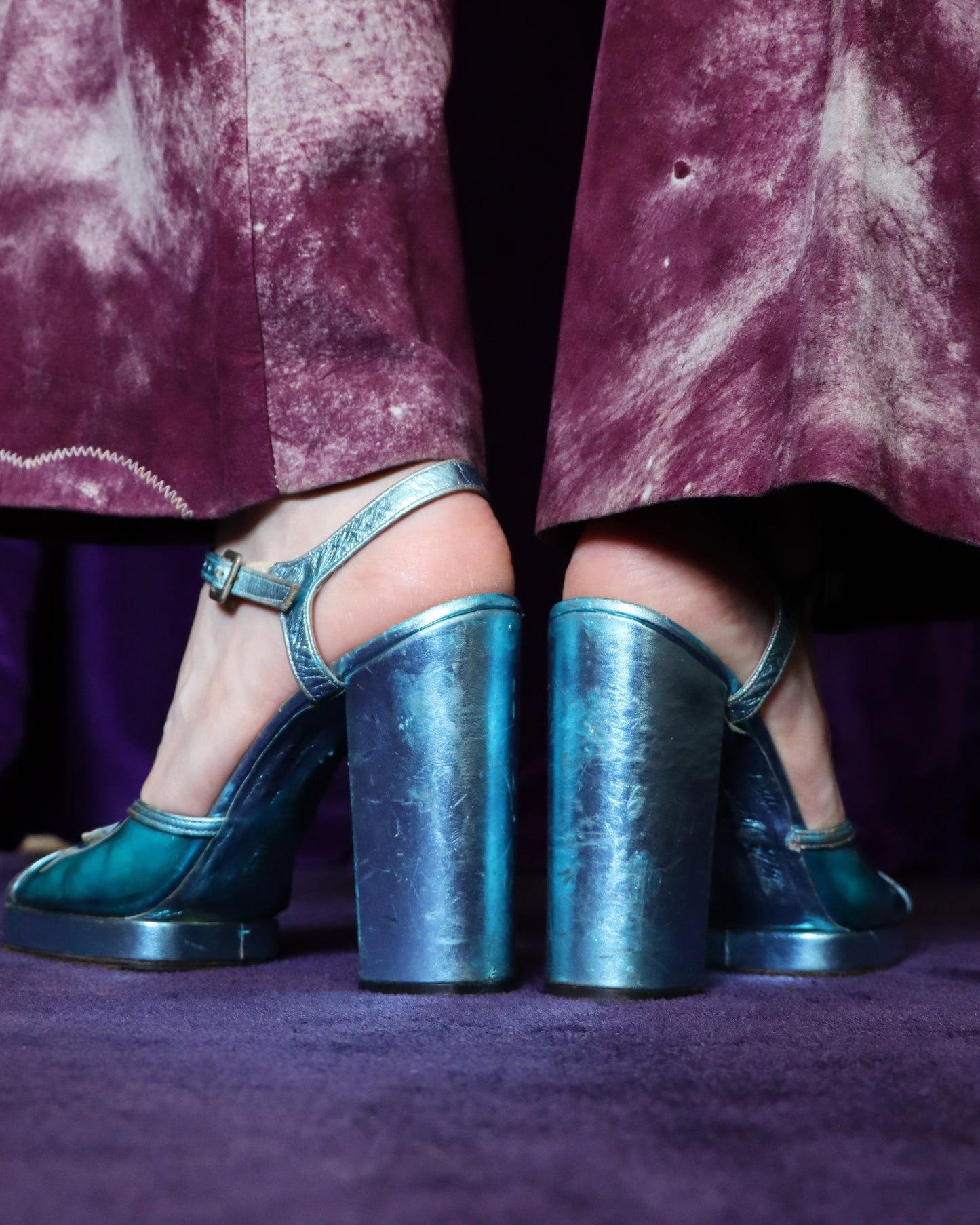 Vintage 1970s Blue Disco Heels