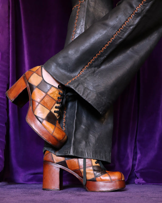 RESERVED Vintage 1970s Patchwork Platform Shoes