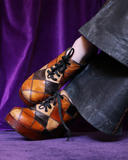 RESERVED Vintage 1970s Patchwork Platform Shoes