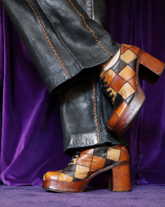 RESERVED Vintage 1970s Patchwork Platform Shoes