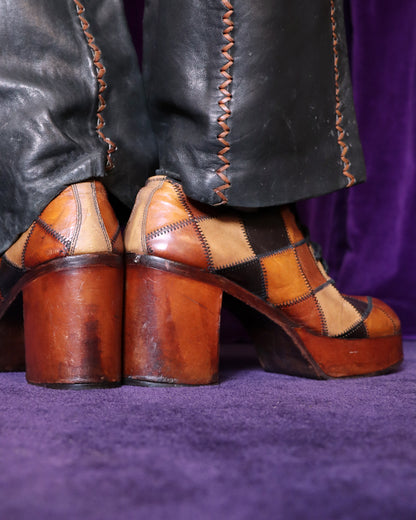 RESERVED Vintage 1970s Patchwork Platform Shoes