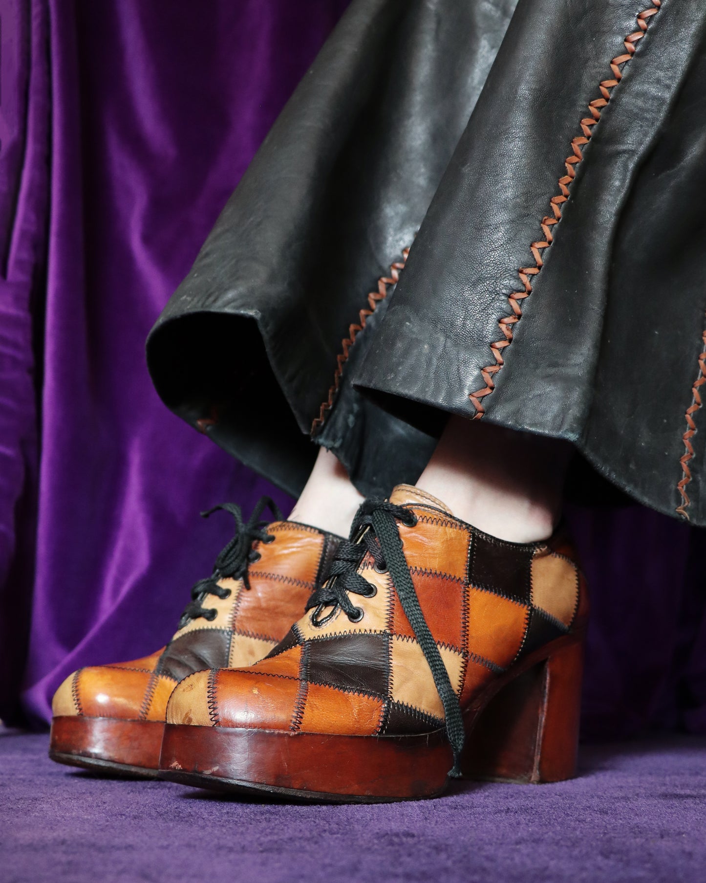 RESERVED Vintage 1970s Patchwork Platform Shoes