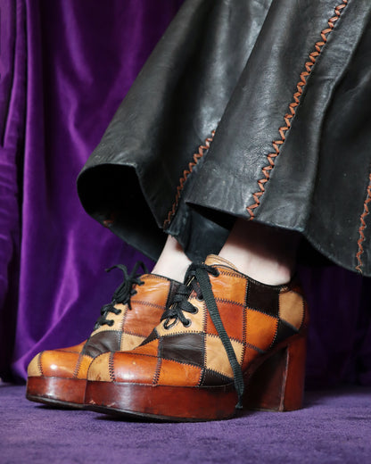 RESERVED Vintage 1970s Patchwork Platform Shoes