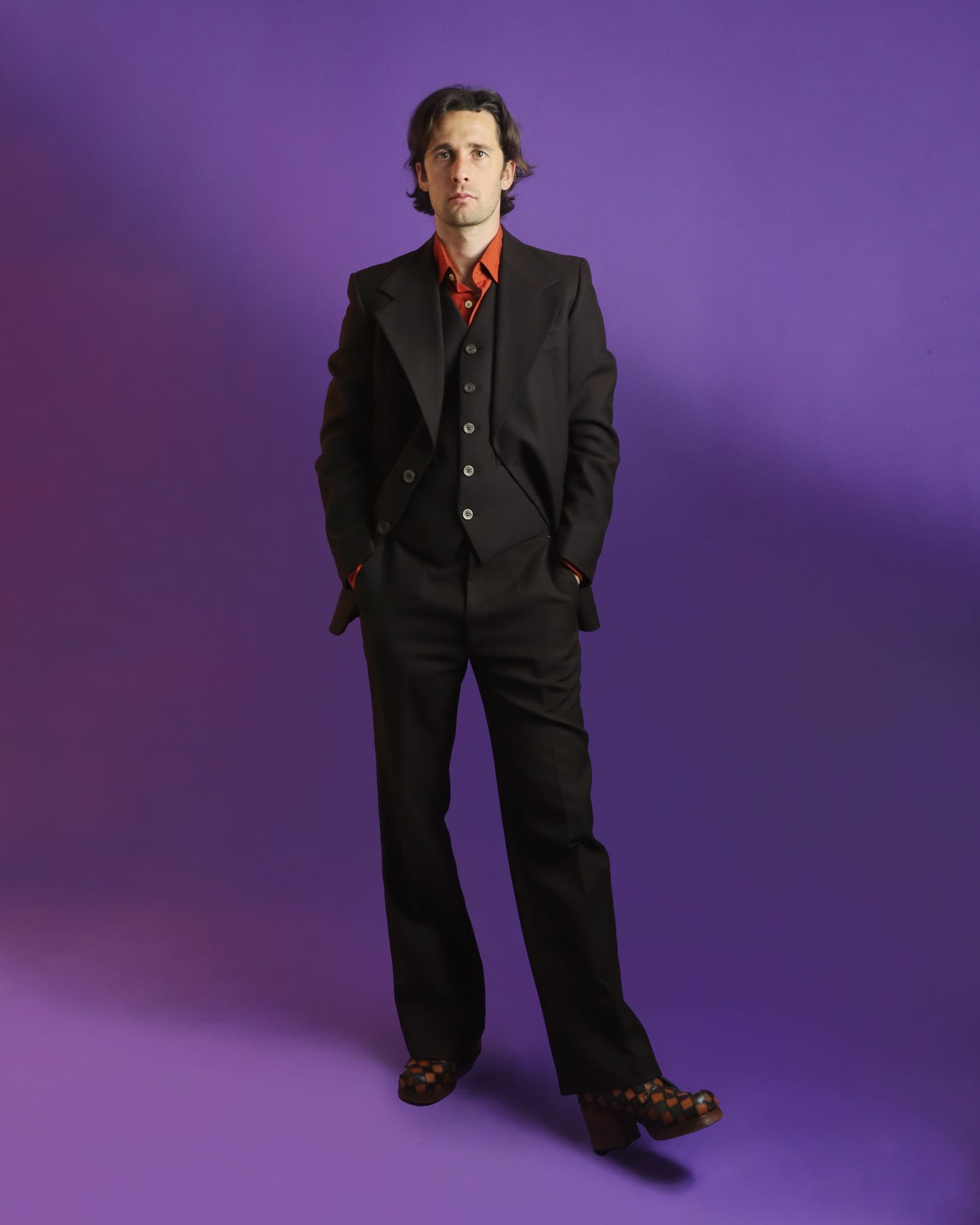 Vintage 1970s Brown 3 piece tailored suit