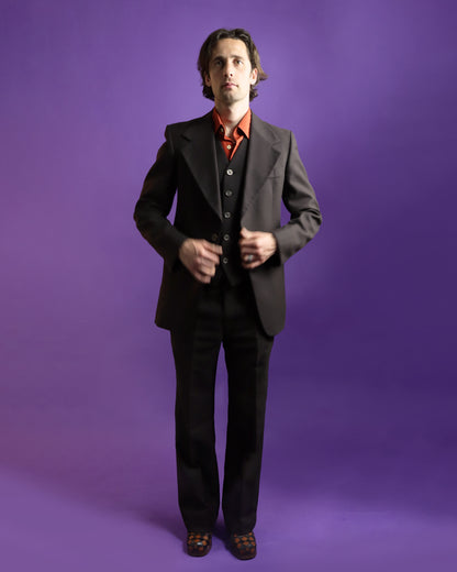 Vintage 1970s Brown 3 piece tailored suit