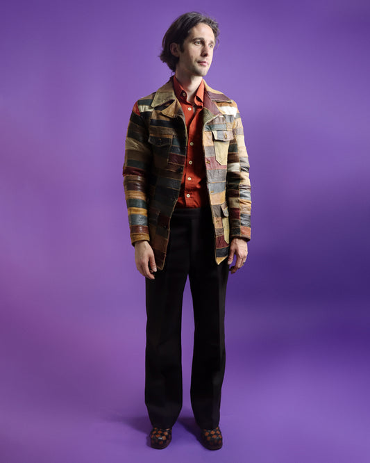RESERVED Vintage 1970s Patchwork Leather Jacket
