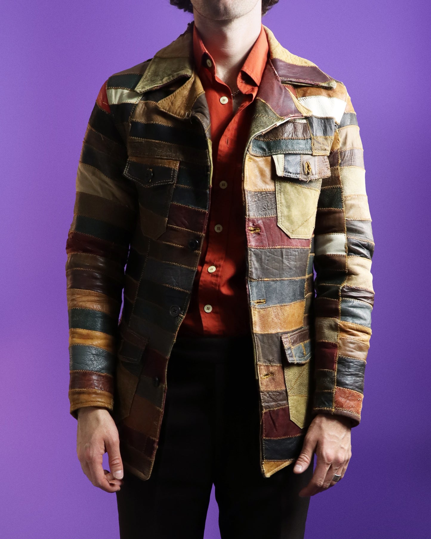 RESERVED Vintage 1970s Patchwork Leather Jacket