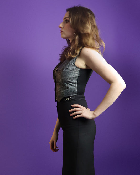 Vintage 1960s 1970s Ossie Clark Grey Snakeskin Waistcoat