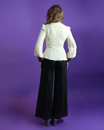 Vintage 1970s Peepers Lurex Trim Glam Rock Blouse