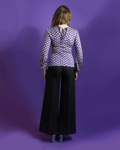 Vintage 1970s Purple Love Heart Lurex Blouse