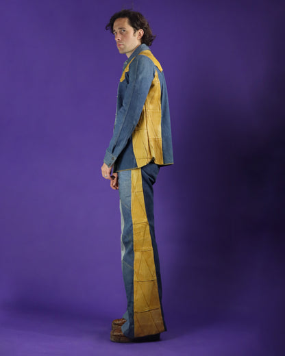 Vintage 1970s Antonio Guiseppe Denim and Leather "SIDEWINDER" Suit