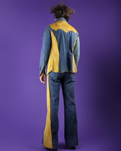Vintage 1970s Antonio Guiseppe Denim and Leather "SIDEWINDER" Suit