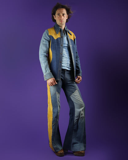 Vintage 1970s Antonio Guiseppe Denim and Leather "SIDEWINDER" Suit