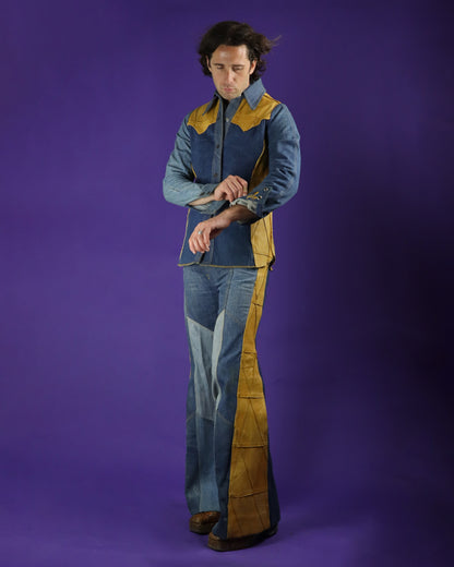 Vintage 1970s Antonio Guiseppe Denim and Leather "SIDEWINDER" Suit