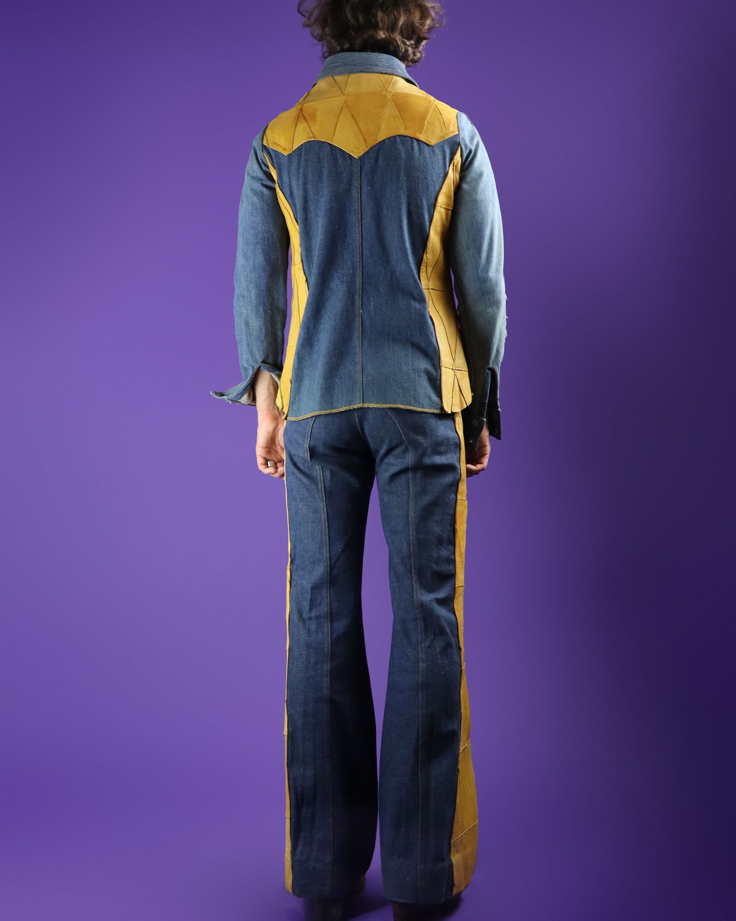 Vintage 1970s Antonio Guiseppe Denim and Leather "SIDEWINDER" Suit