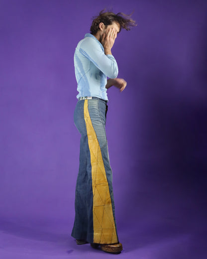 Vintage 1970s Antonio Guiseppe Denim and Leather "SIDEWINDER" Suit