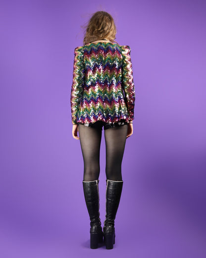 Vintage 1970s Biba Rainbow Sequin Bolero Jacket