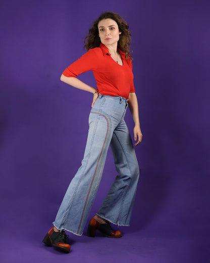 Vintage 1970s Faded Glory Rainbow Denim Flares